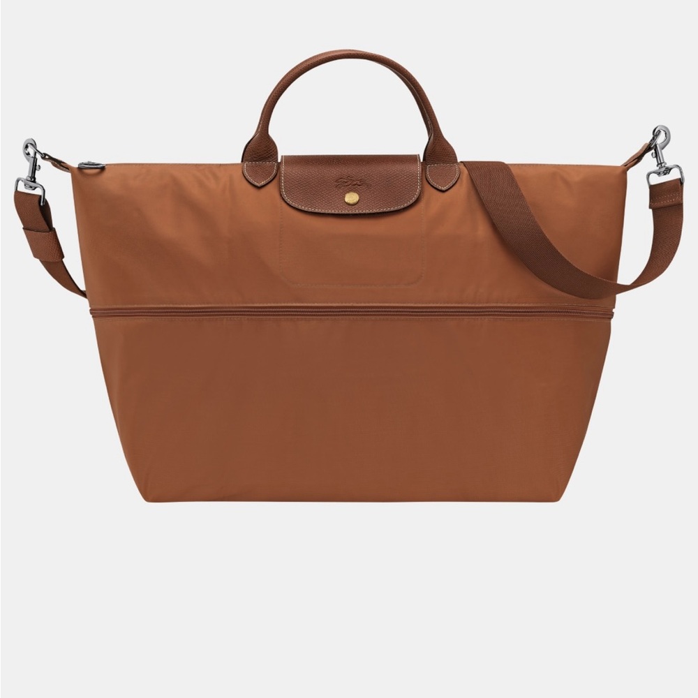 Longchamp Cognac Recycled Canvas Travel Bag